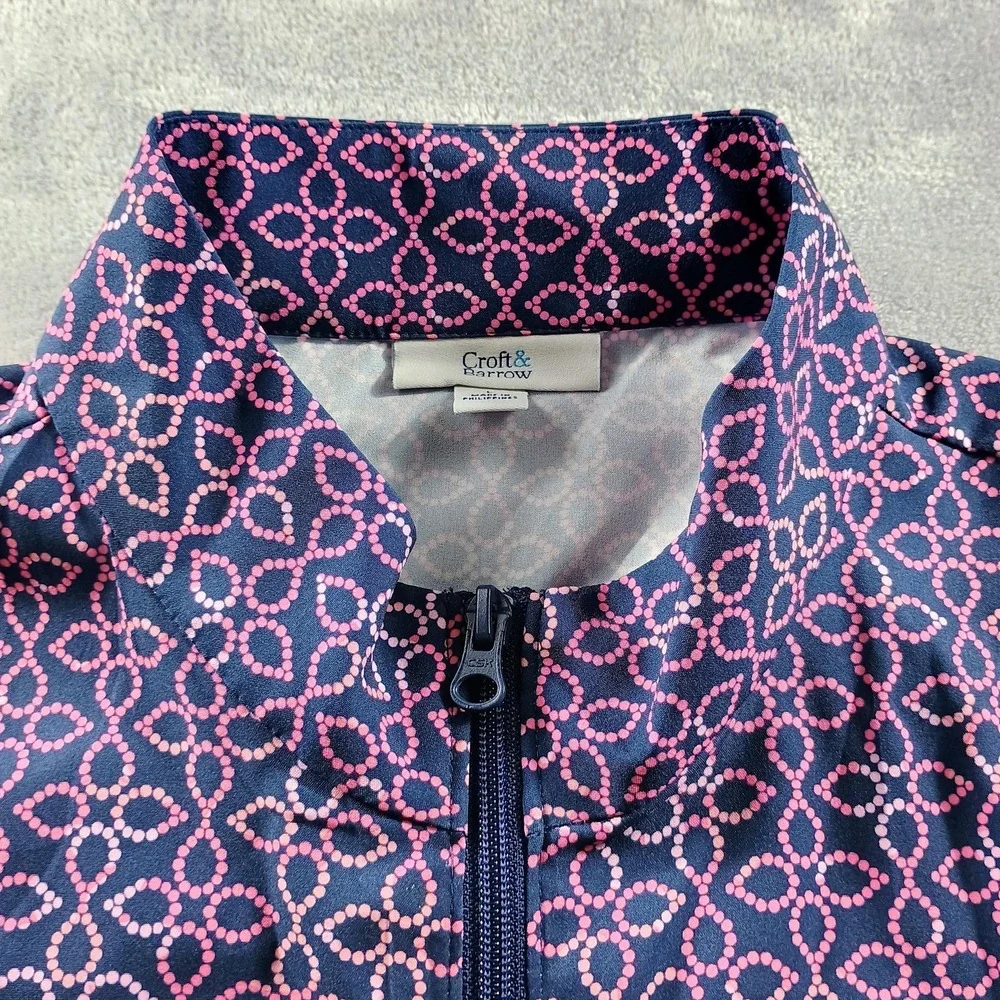 Croft & Barrow Jacket Womens Large Blue Geometric Print‎ Full Zip Windbreaker